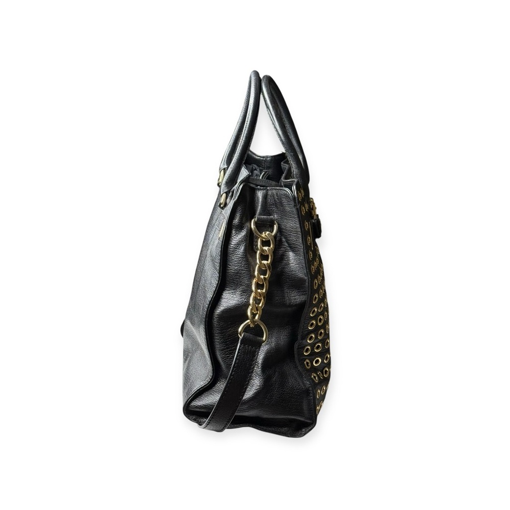 Michael KORS 𖦹 Limited Edition Grommet Large NS Satchel Handbag 𖦹 Black Leather - Picture 3 of 16